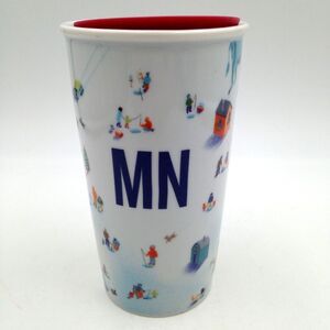Starbucks Minnesota Ceramic Double Wall Travel Mug Tumbler 12 oz MN Decorated
